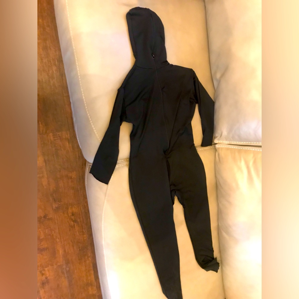 Full black body/head suit.
